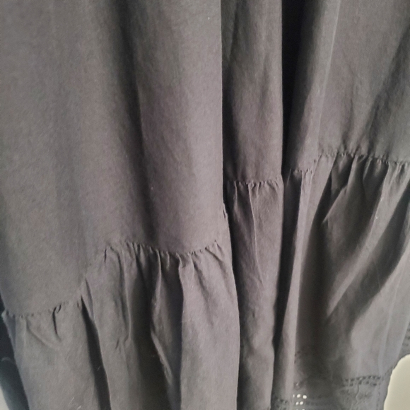 American Eagle Eyelet Tiered Smocked Lined Midi Dress Black Cottagecore NWOT M - Picture 5 of 16